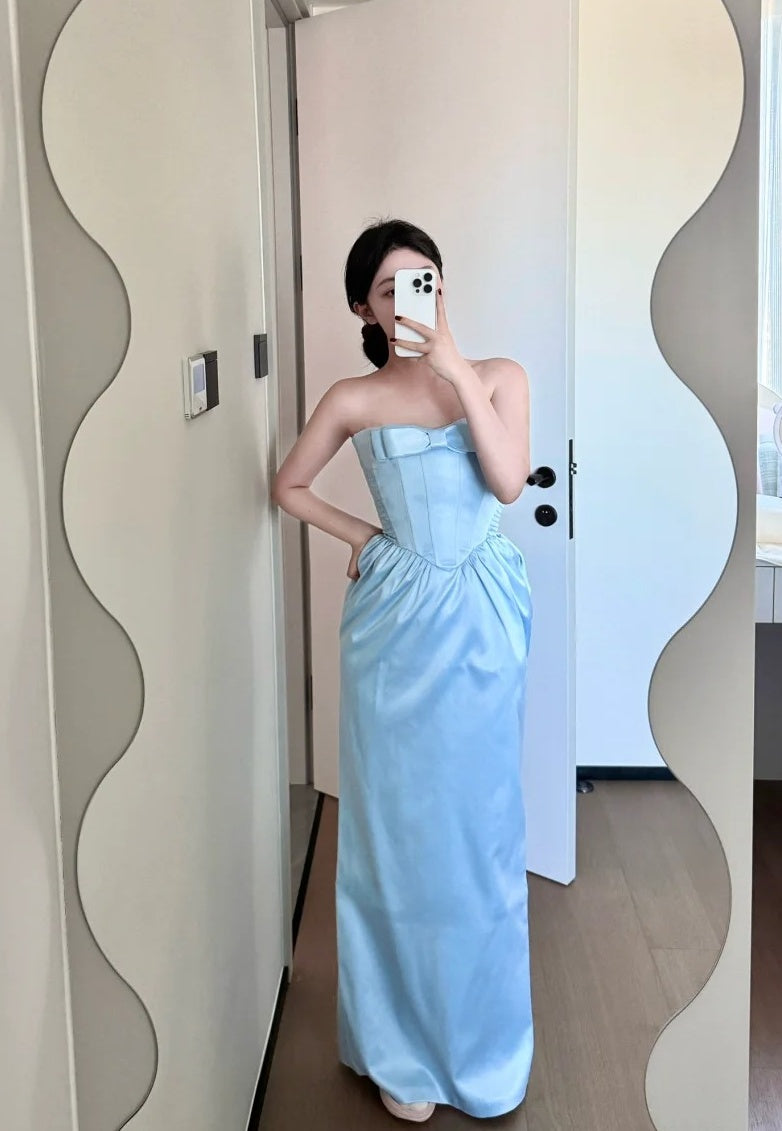 Charming Prom Dress Strapless Pleated Birthday Dress Evening Dress Formal Dress  D4208