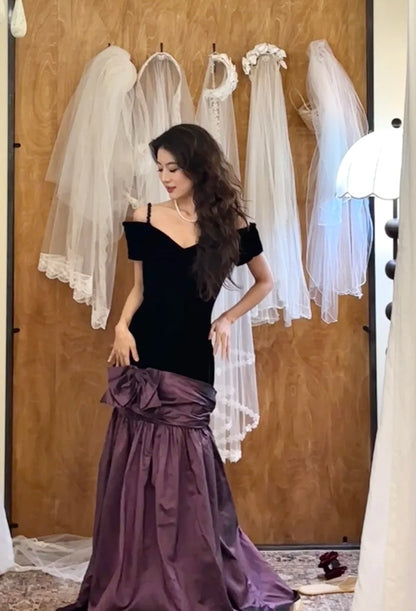 Elegant Prom Dress Off Shoulder Pleated Mermaid Gala Dress Evening Dress Formal Dress  D4215