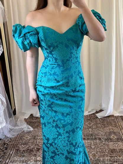 Gorgeous Prom Dress Off Shoulder Pleated Print Mermaid Gala Dress Evening Dress Formal Dress  D4218