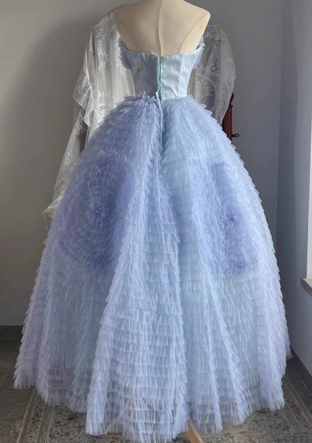 Pretty Prom Dress Strapless Pleated Tulle Ball Gown Evening Dress Quinceanera Dress Birthday Party Dress       D4237