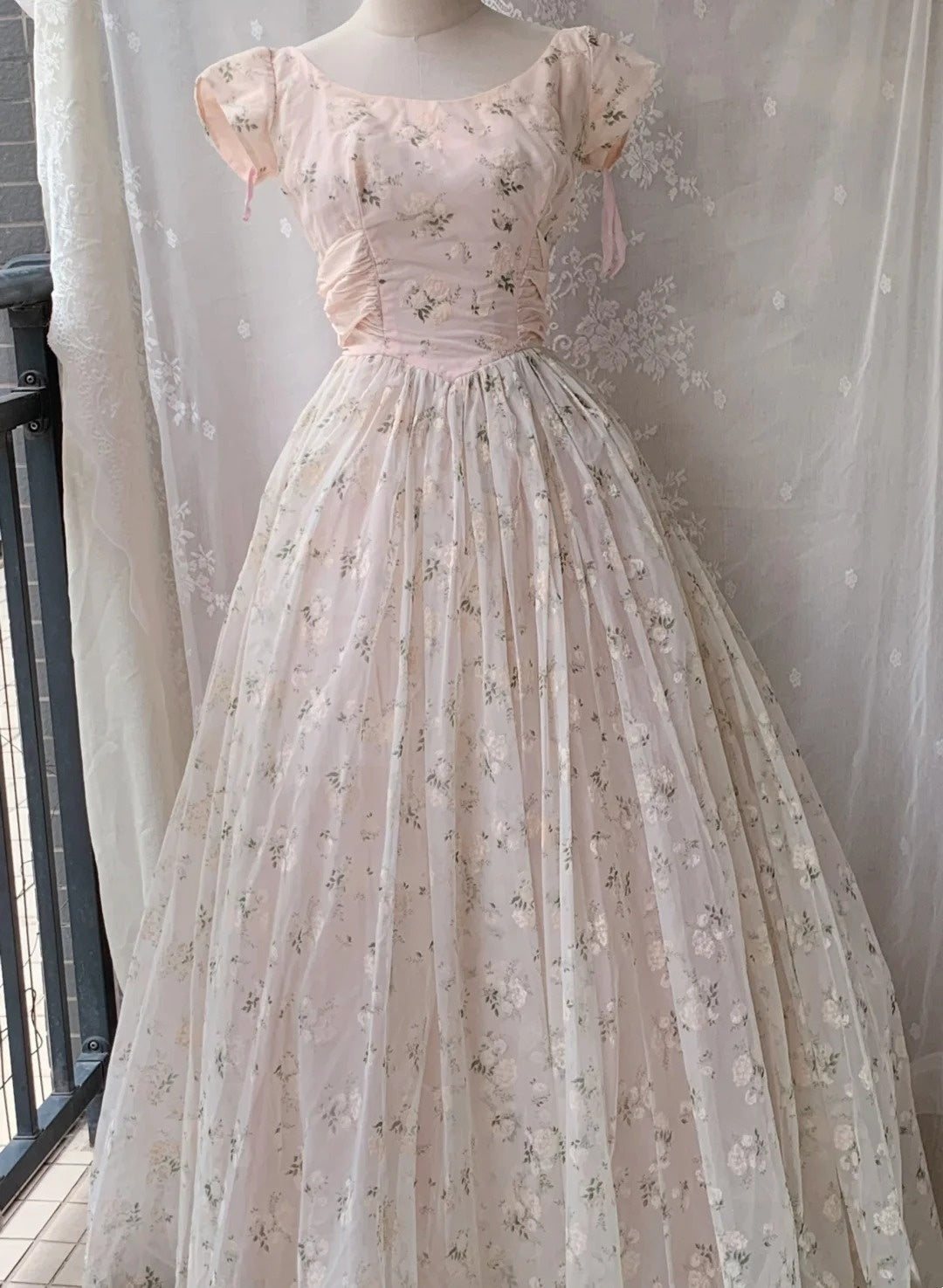 Charming Prom Dress Crew Neck Pleated Print Ball Gown Evening Dress Quinceanera Dress Birthday Party Dress       D4244