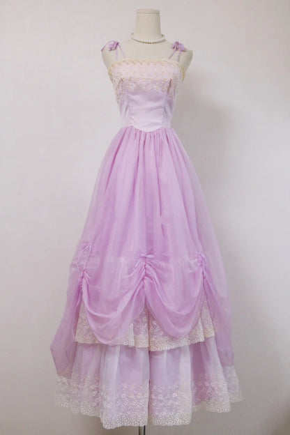 Popular Prom Dress Light Purple Spaghetti Straps Tulle Pleated Evening Dress Gala Dress Party Dress  D4251
