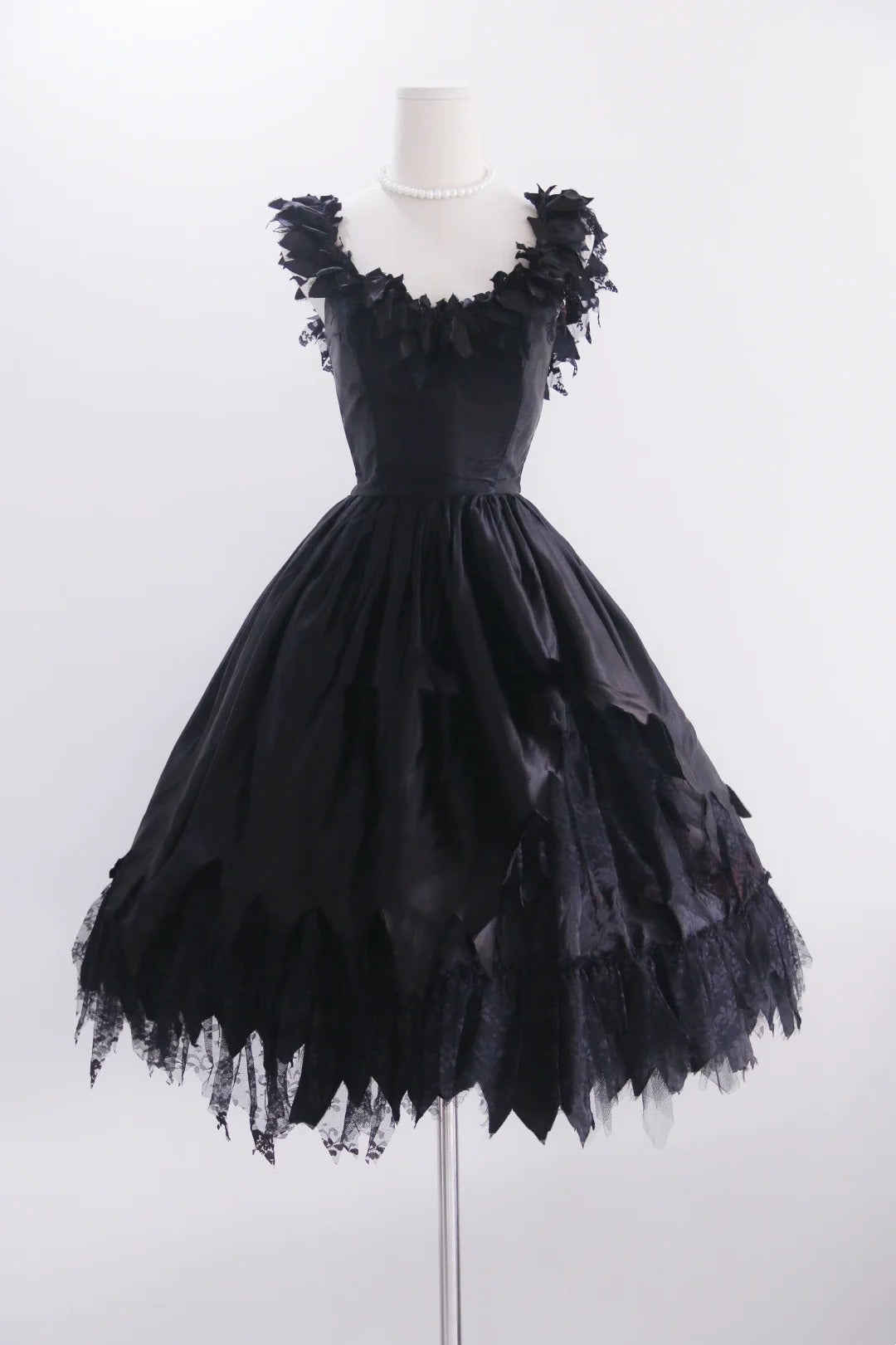 Popular Prom Dress Black Crew Neck Tulle Pleated Evening Dress Birthday Party Dress  D4253