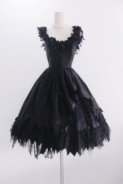 Popular Prom Dress Black Crew Neck Tulle Pleated Evening Dress Birthday Party Dress  D4253