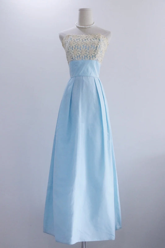 New Arrival Prom Dress Baby Bule Strapless Pleated Evening Dress Birthday Party Dress Formal Dress  D4257