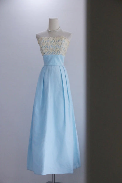 New Arrival Prom Dress Baby Bule Strapless Pleated Evening Dress Birthday Party Dress Formal Dress  D4257