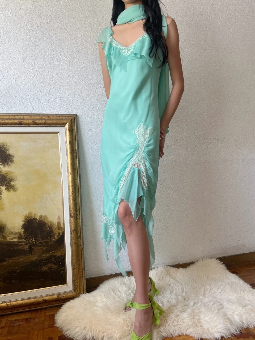Pretty Prom Dress V-neck Lace Formal Dress Evening Dress Birthday Party Dress  D4282