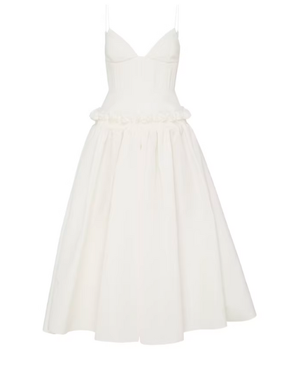 Minimalist Prom Dress White Spaghetti Straps Pleated Gala Dress Evening Dress Formal Dress   D4315