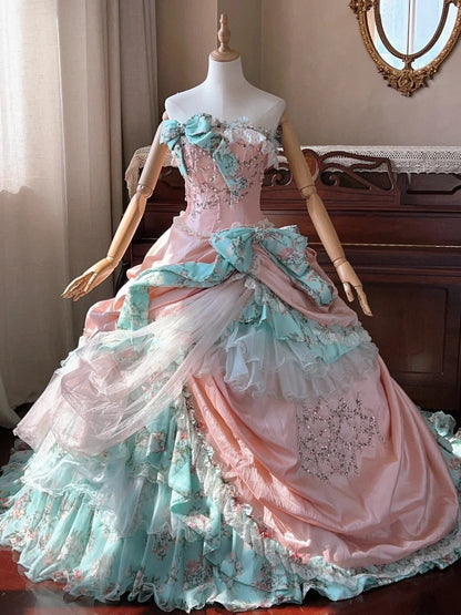 Romantic Prom Dress Strapless Pleated Tulle Quinceanera Dress Ball Gown Evening Dress       D4338