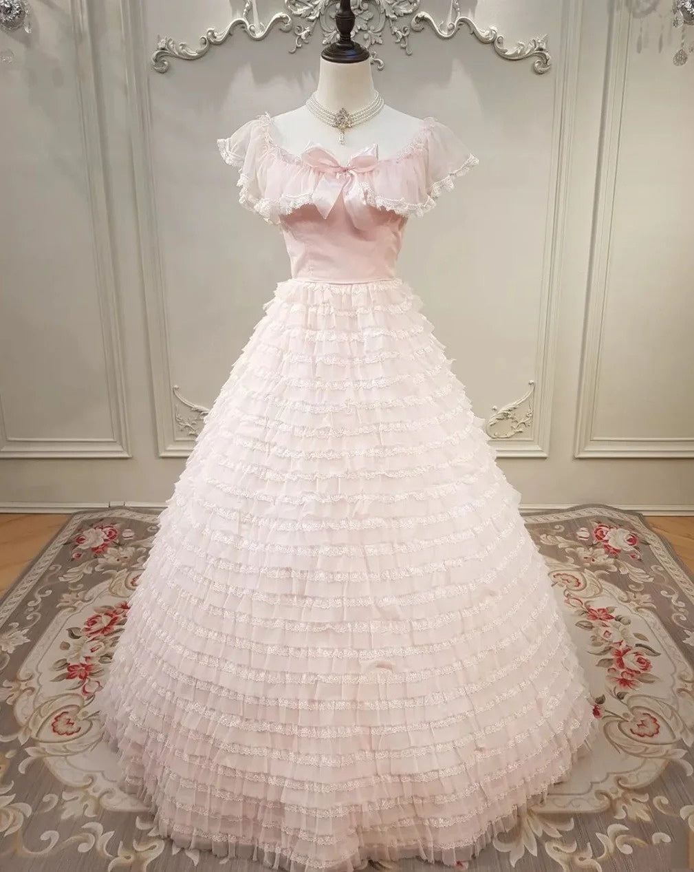 Cute Prom Dress Crew Neck Tiered Evening Dress Quinceanera Dress Ball Gown     D4427