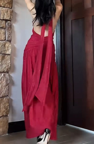 Sexy Prom Dress V-neck Backless Pleated Birthday Party Dress Cocktail Dress  D4461