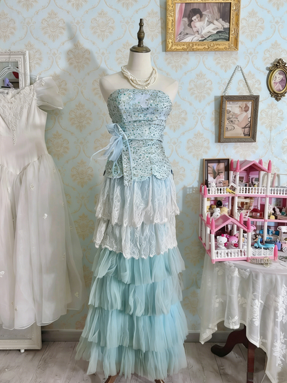 Pretty Prom Dress Strapless Pleated Tulle Gala Dress Formal Dress Evening Dress  D4474