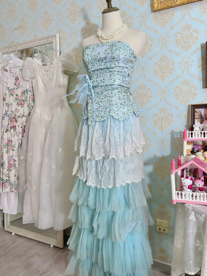 Pretty Prom Dress Strapless Pleated Tulle Gala Dress Formal Dress Evening Dress  D4474