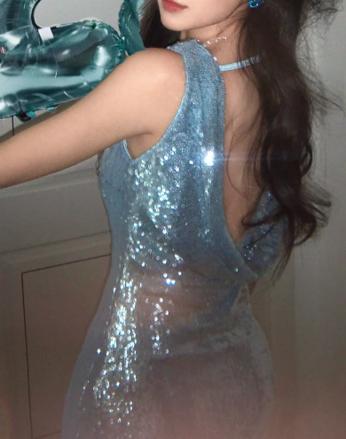 Shiny Homecoming Dress A Line Crew Neck Backless Short Prom Dress Birthday Party Outfits Cocktail Dress   D4554
