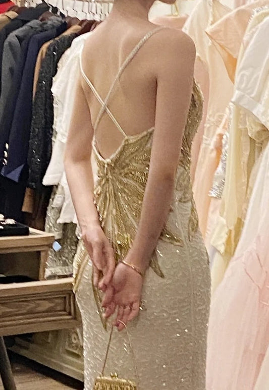 Stunning Prom Dress Spaghetti Straps Fitted Beading Birthday Party Dress Cockatail Dress Evening Dress  D4560