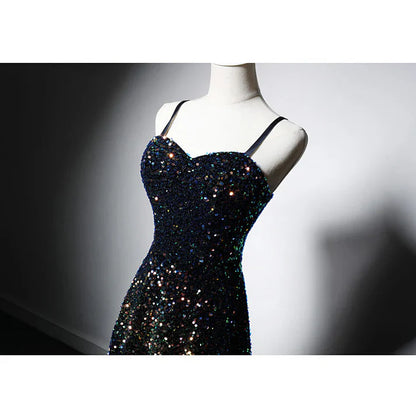 Spaghetti Strap Sequins Prom Dress Shiny Formal Evening Party Dress MD7570