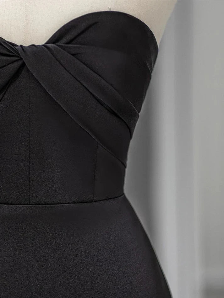 Sweetheart Black Mermaid Evening Dress Strapless Long Prom Dress MD7635
