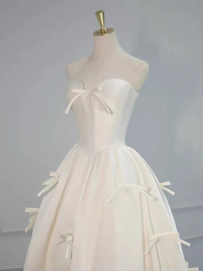 White Strapless A Line Cute Sweet Birthday Party Dress MD7680