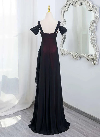 Off Shoulder A Line Long Prom Dress Vintage Ruffle Evening Party Gown MD7713