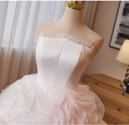 Gorgeous Tulle Rose Flower Strapless Quinceanera Dress Sweet 16 Ball Gown cc2219