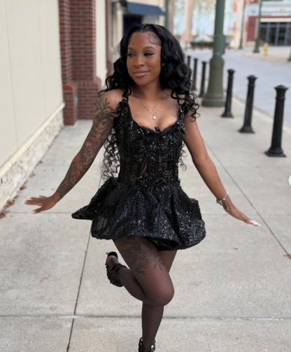 Cute Strapless Black Tulle Sequin Beaded A Line Short Party Dress Formal Homecoming Dress D488