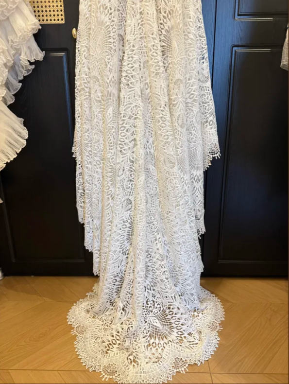 Retro Lace Sleeveless Mermaid Long Wedding Dress White Bridal Dresses D2034