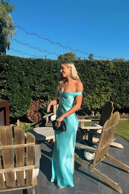 Sexy Off The Shoulder Sheath Long Prom Dress,Green Evening Gown cc2509