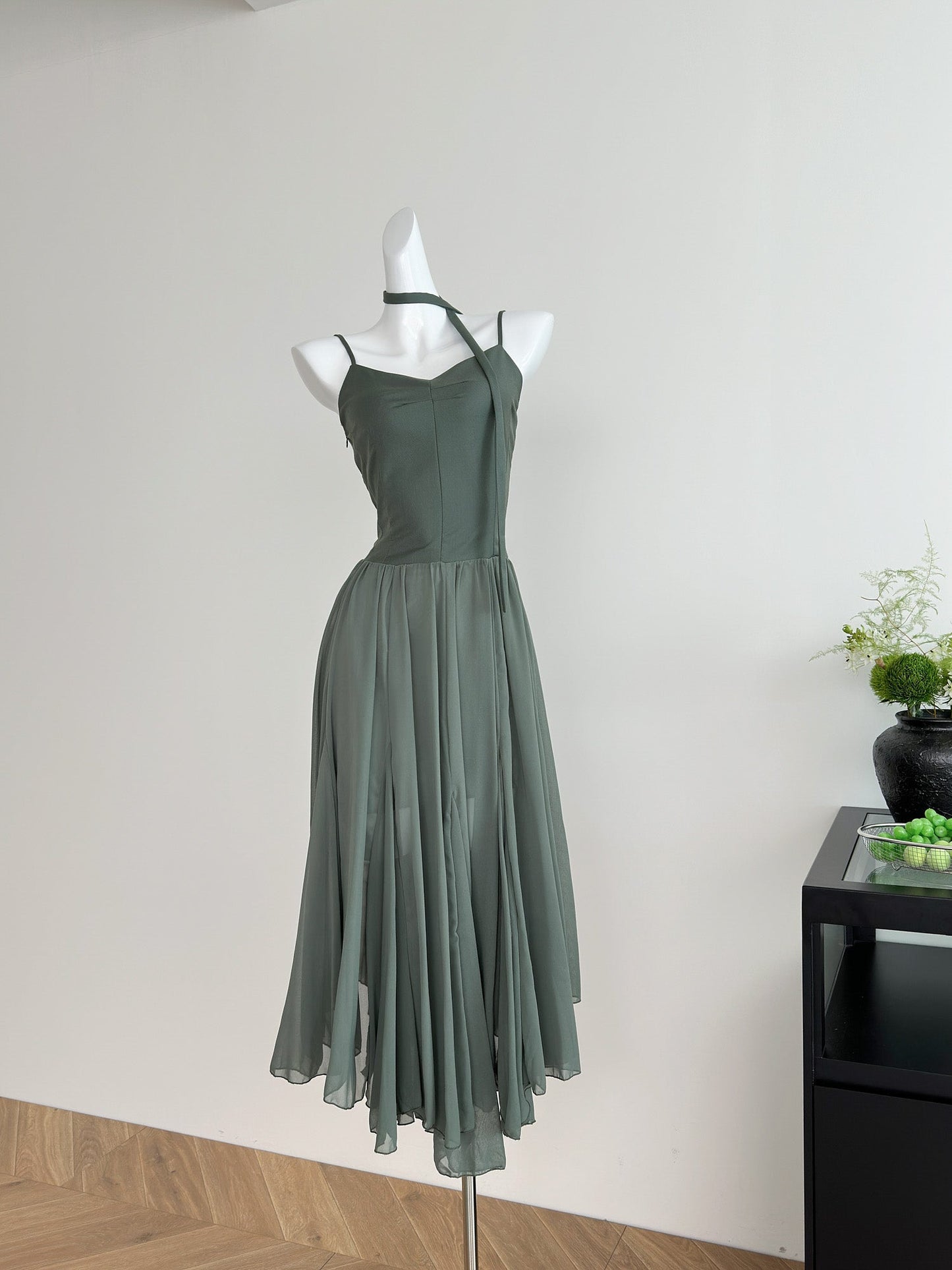 Cute A Line Spaghetti Straps Chiffon Summer Beach Dress Holiday Party Outfits For Girls DP1401