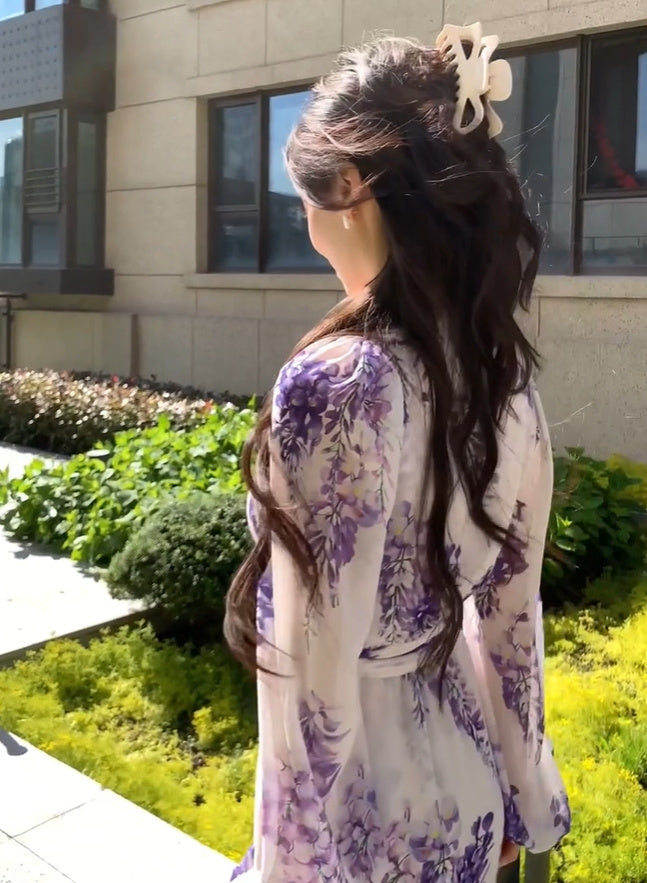 Floral dress new style waist temperament seaside holiday temperament long skirt R0680