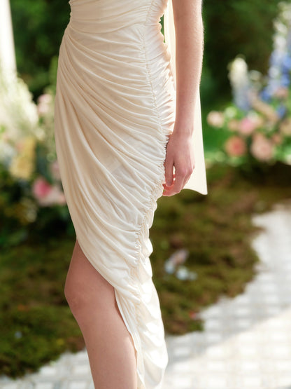 French romantic pure white design tube top dress custom fabric niche high-end homecoming dress R5141