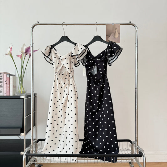 Cute A Line V Neckline Polka Dots Summer Dress Holiday Party Outfits For Women DP0104