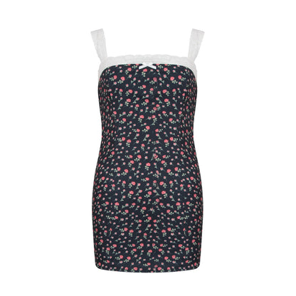 French lace suspenders floral dress 2025 summer new style slim fit temperament slim hip skirt R3096