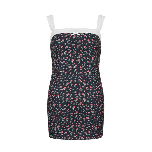 French lace suspenders floral dress 2025 summer new style slim fit temperament slim hip skirt R3096