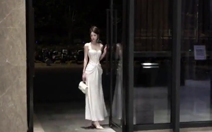 Temperament suspender dress lace patchwork waist slim banquet dress skirt R0519