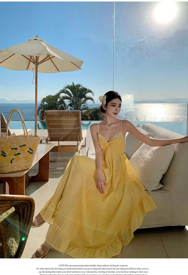A Line Yellow Long Stunning Evening Gown Party Prom Dress       S7296