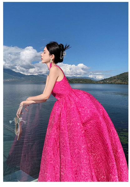 A Line Pink Long Stunning Evening Gown Party Prom Dress       S7306