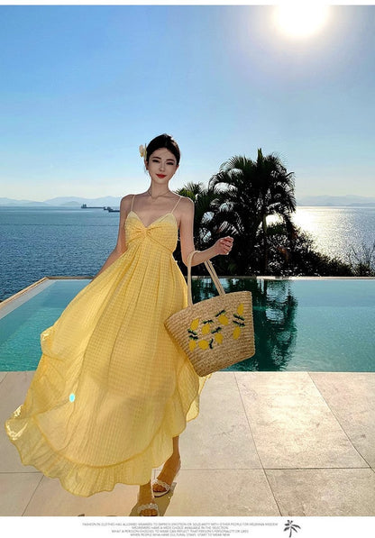 A Line Yellow Long Stunning Evening Gown Party Prom Dress       S7296