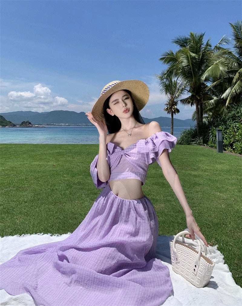 A Line Purple Long Stunning Evening Gown Party Prom Dress       S7288