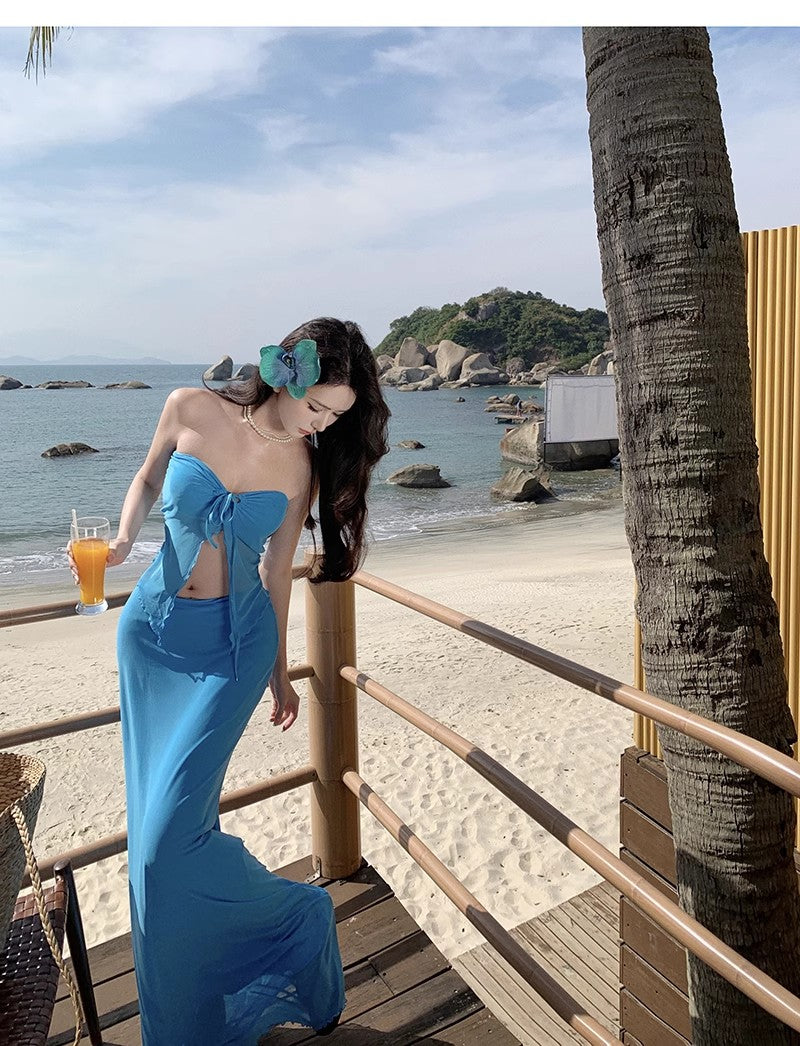 A Line Blue Long Stunning Evening Gown Party Prom Dress       S7269