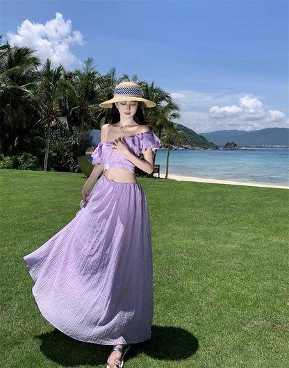 A Line Purple Long Stunning Evening Gown Party Prom Dress       S7288