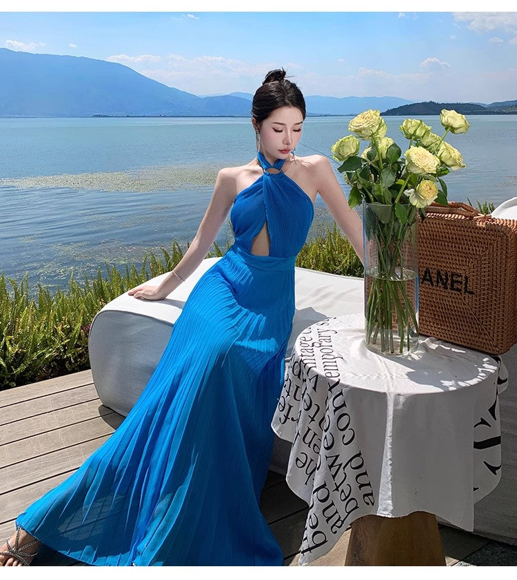 A Line Blue Long Stunning Evening Gown Party Prom Dress       S7304