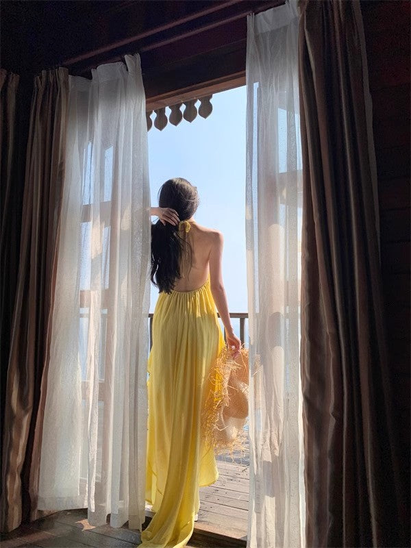 A Line Yellow Long Stunning Evening Gown Party Prom Dress       S7295