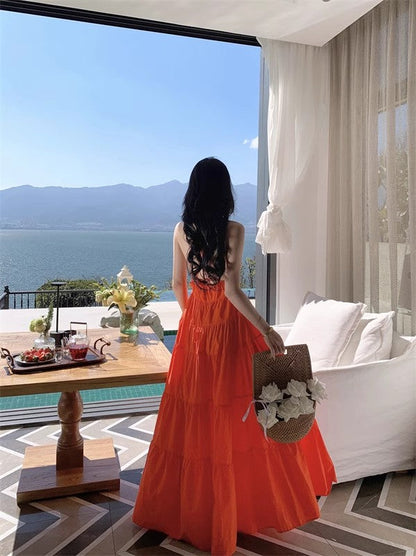 A Line Orange Long Stunning Evening Gown Party Prom Dress       S7290