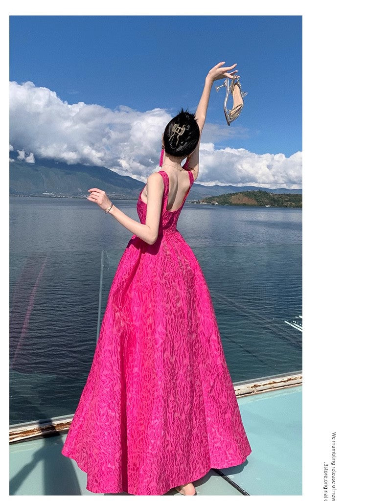 A Line Pink Long Stunning Evening Gown Party Prom Dress       S7306
