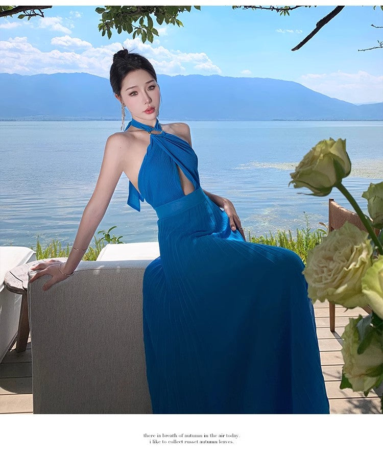 A Line Blue Long Stunning Evening Gown Party Prom Dress       S7304
