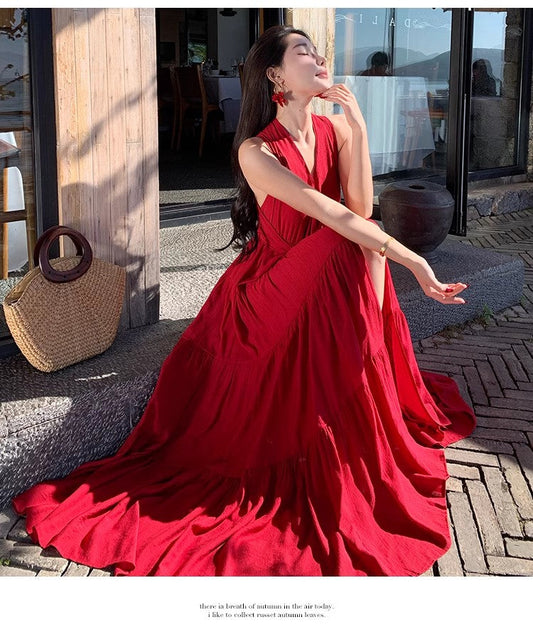A Line Red Long Stunning Evening Gown Party Prom Dress       S7294