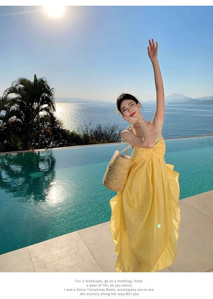 A Line Yellow Long Stunning Evening Gown Party Prom Dress       S7296