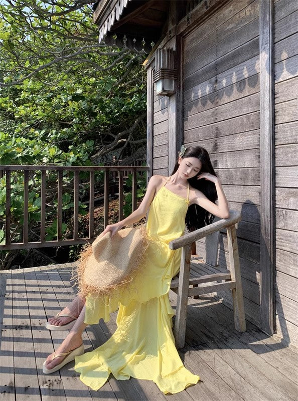 A Line Yellow Long Stunning Evening Gown Party Prom Dress       S7295