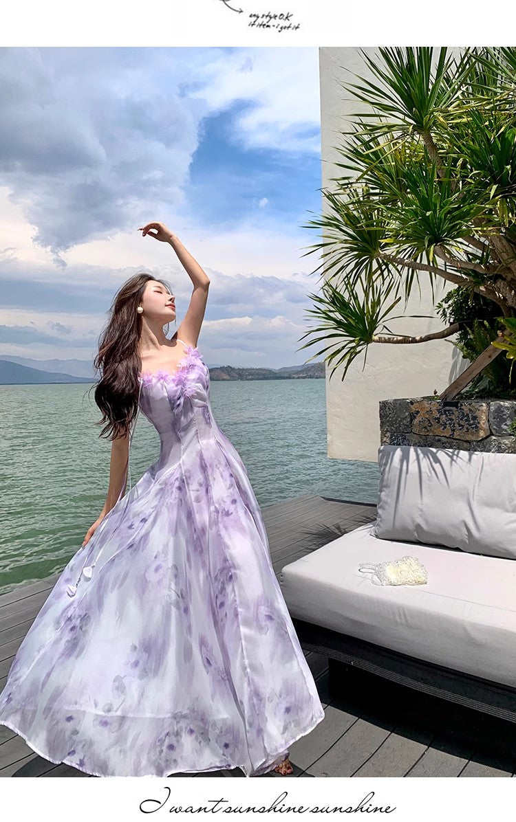A Line Purple Long Stunning Evening Gown Party Prom Dress       S7312