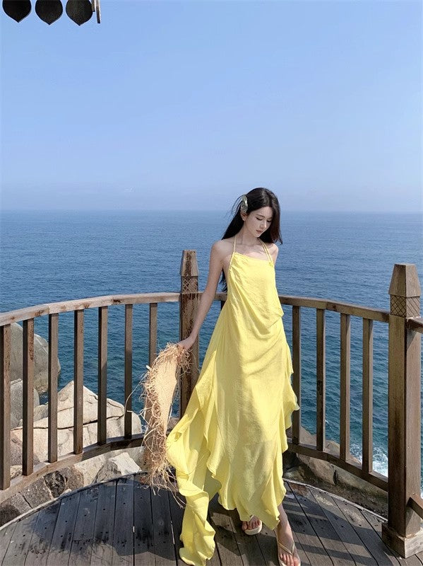 A Line Yellow Long Stunning Evening Gown Party Prom Dress       S7295